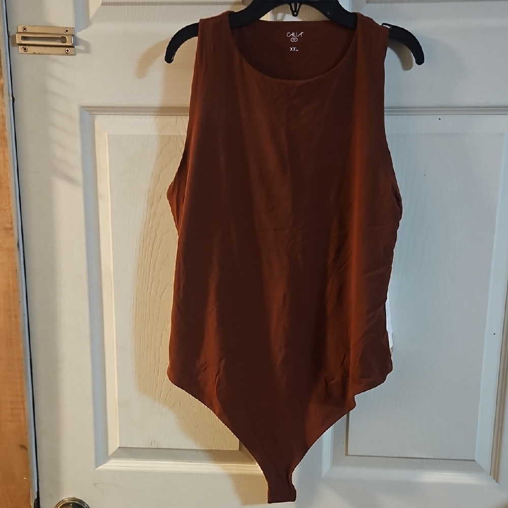 CALIA Women's Inspire Tank Bodysuit: RED BROWN: NEW WITH TAGS: SIZE XXL